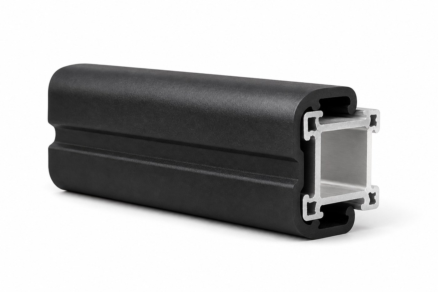 Rubber wall guard rail with continuous aluminium retainer