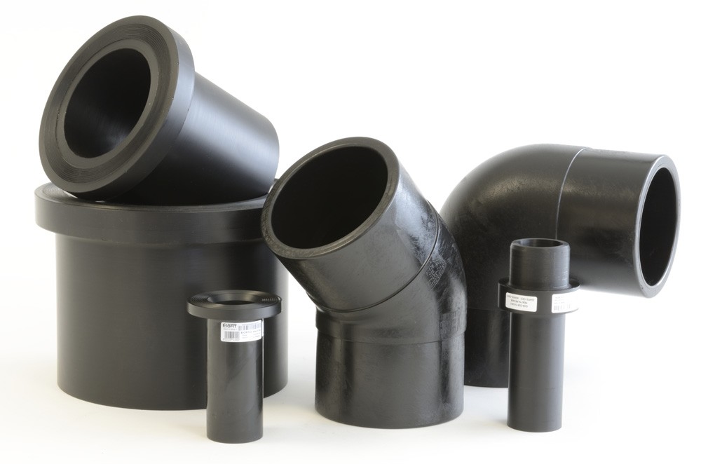 Moulded PE100 butt fusion elbows, tees and reducers