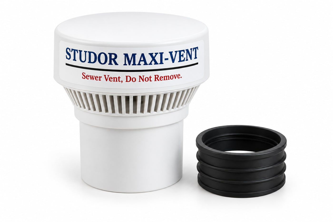 صمام إدخال الهواء لعمود الصرف Studor Maxi-Vent مع وصلة تركيب بالدفع لأعمدة الصرف مقاس 3 و4 بوصة