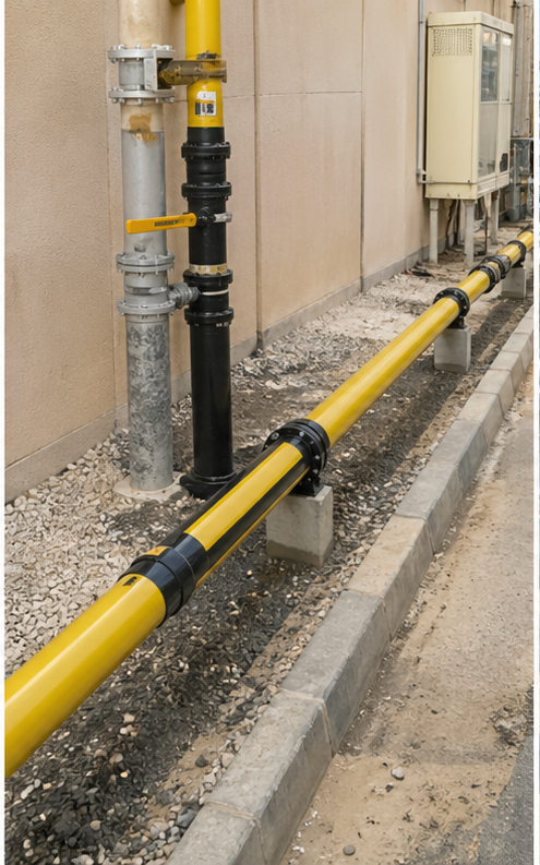 Gas utility HDPE pipe tie-in with electrofusion fittings