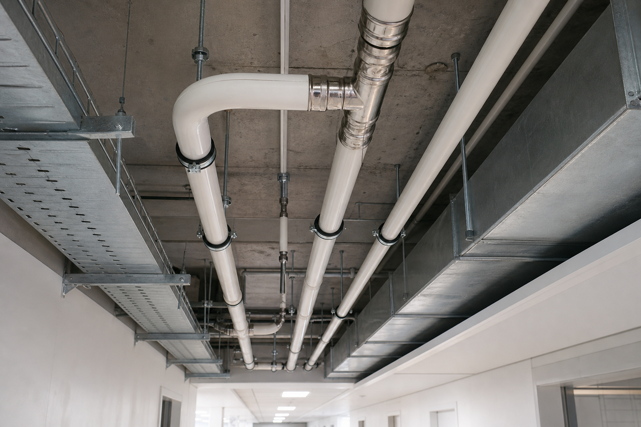 Multilayer composite potable water distribution in a healthcare fit-out