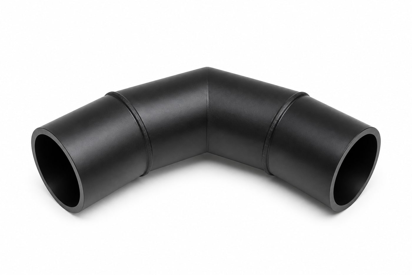 Fabricated PE100 HDPE segmented mitred 90-degree bend with fusion beads